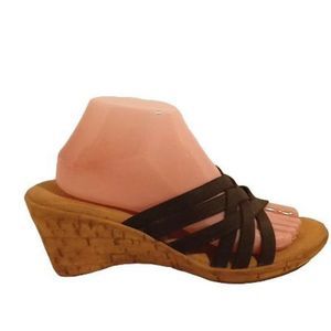 Black Strappy Wedge Heels Women's Size 8